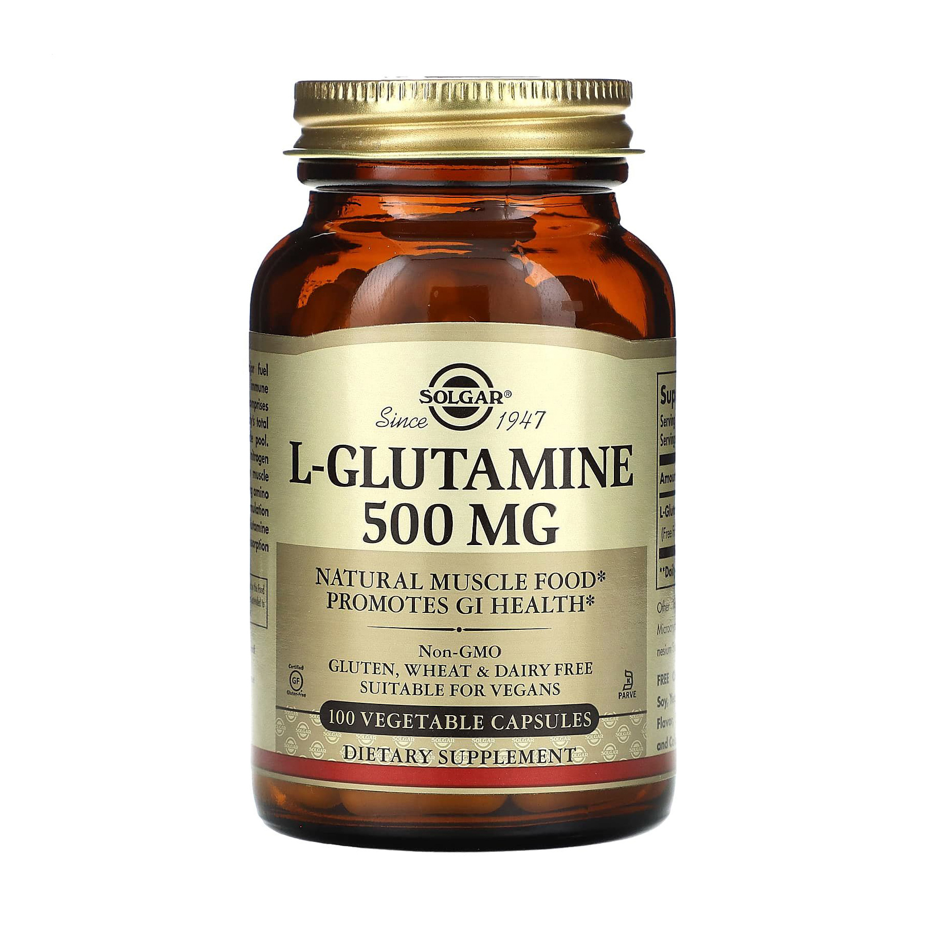L-Глютамін Solgar L-Glutamine 500 мг, 100 капсул